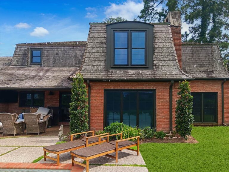 French LA style home exterior garden view