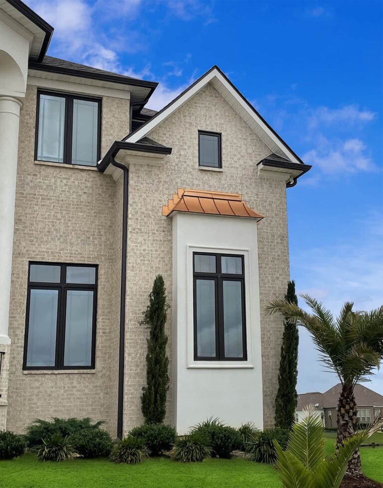 Custom black windows on home exterior